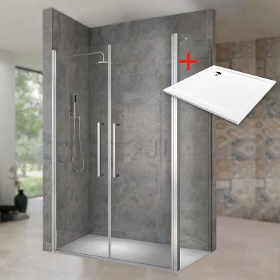 HANY ROCKY 80x80 Číre Sprchovací kút štvorcový s mramorovou vaničkou
